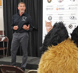 Dogs listening in on Jeremy Cohen Pet Expo